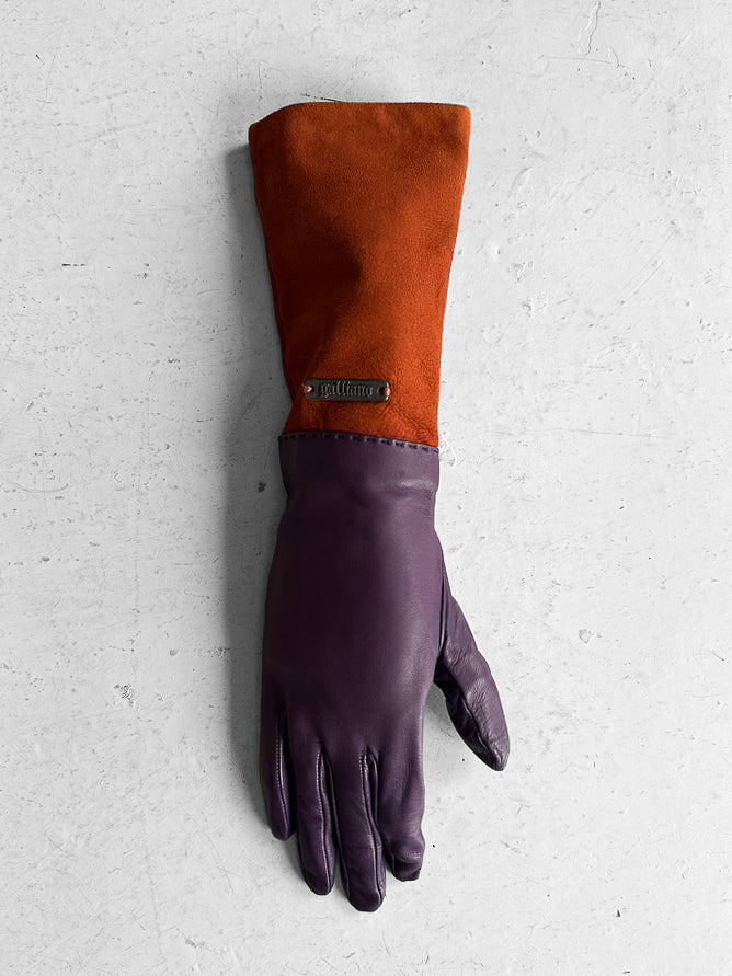 GALLIANO by JOHN GALLIANO - circa 2008 TWO TONE LEATHER AND SUEDE GLOVES