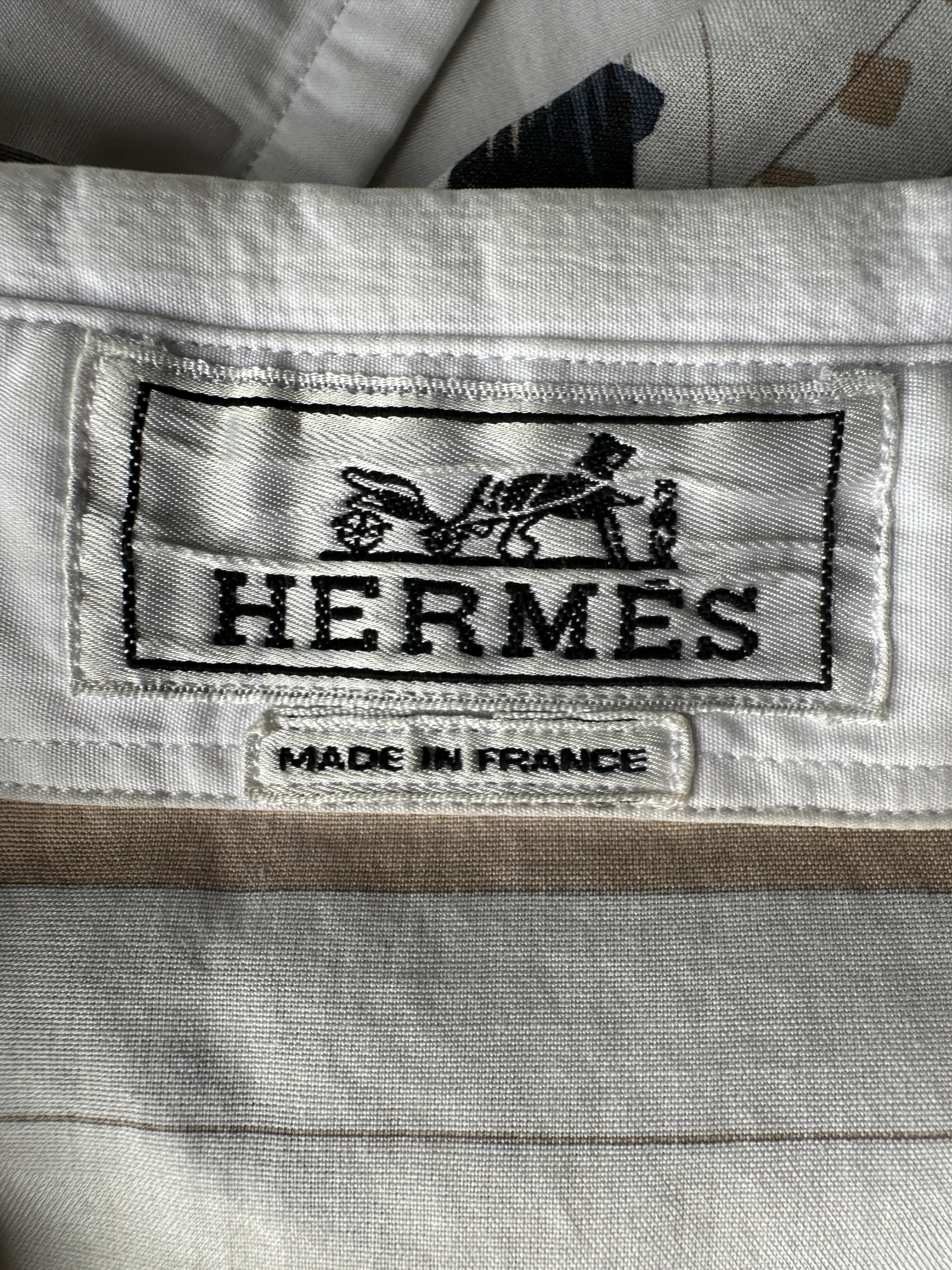 HERMÈS - 1980s ARCHIVE PRINTED BACK HALF SLEEVE SHIRT