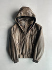 ITALIAN LABEL 1980s LAYERED LEATHER JACKET WITH REMOVABLE HOOD PANEL