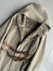 COP COPINE - 2000s RELAXED TEXTURED COAT WITH CROSSED DOUBLE LEATHER BELT