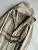 COP COPINE - 2000s RELAXED TEXTURED COAT WITH CROSSED DOUBLE LEATHER BELT