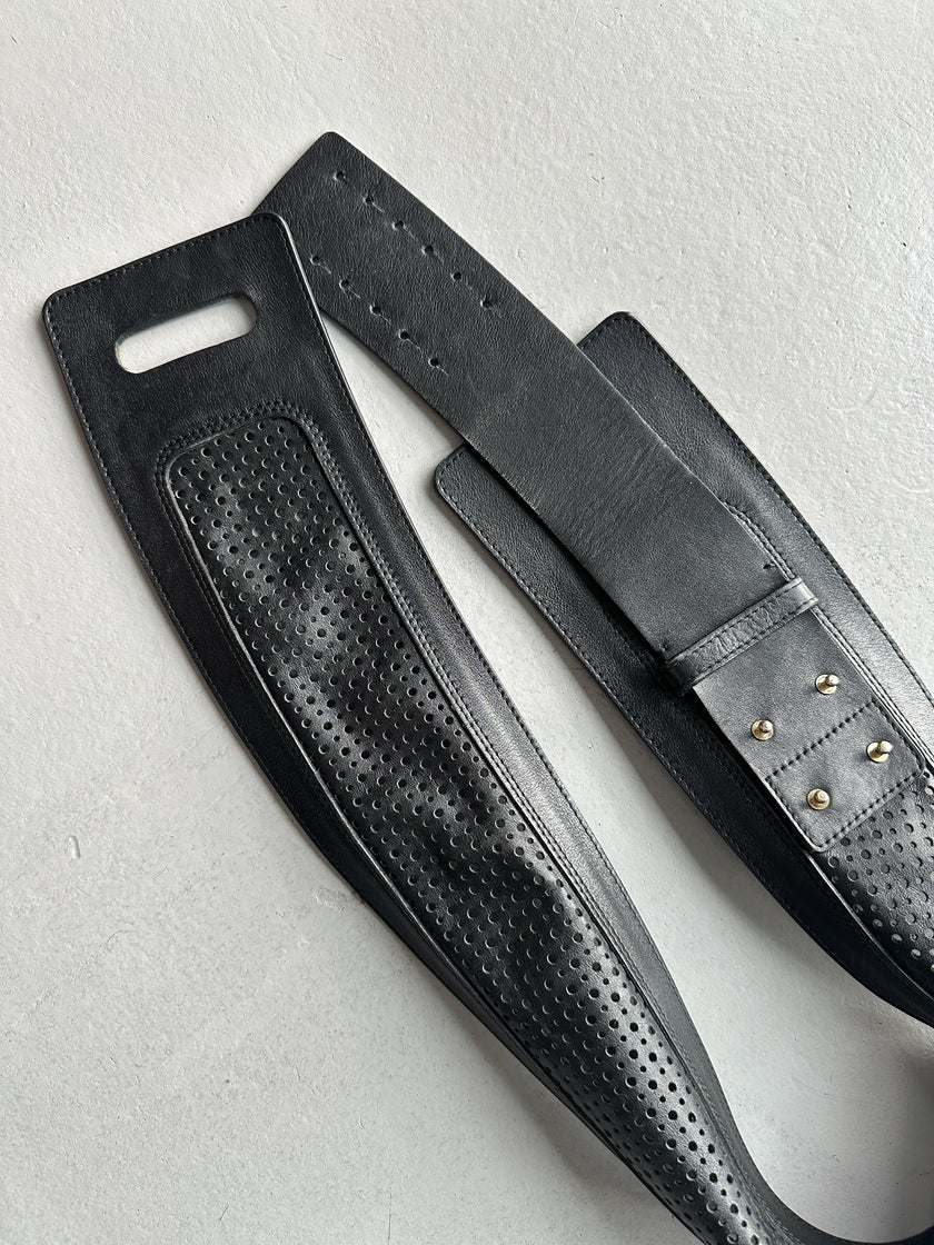 EMPORIO ARMANI - 1990s WIDE WAIST LEATHER BELT