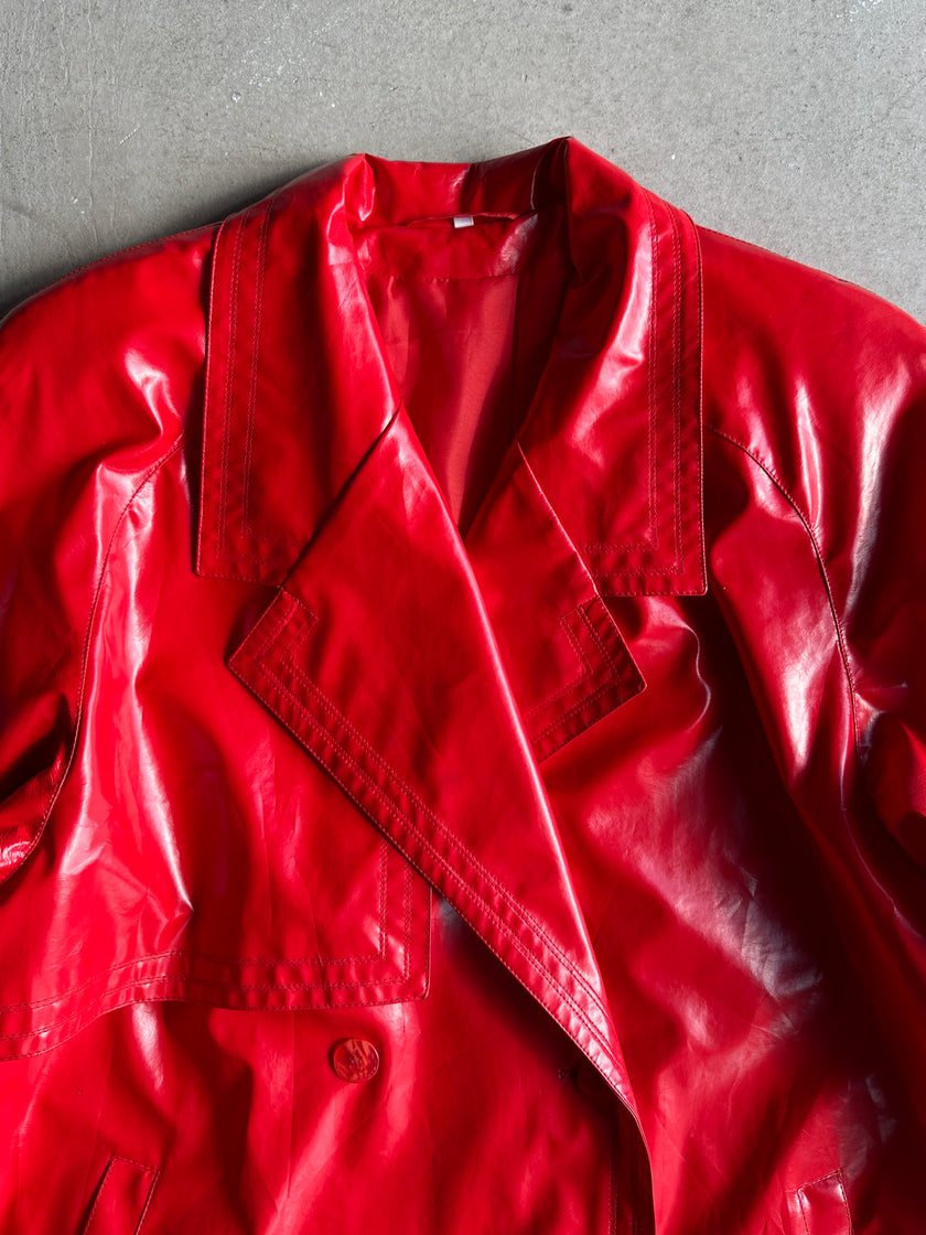 1980s DOUBLE BREASTED PVC TRENCH COAT