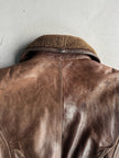 GIANNI VERSACE - 1980s LEATHER AVIATOR BOMBER JACKET WITH SHEARLING COLLAR