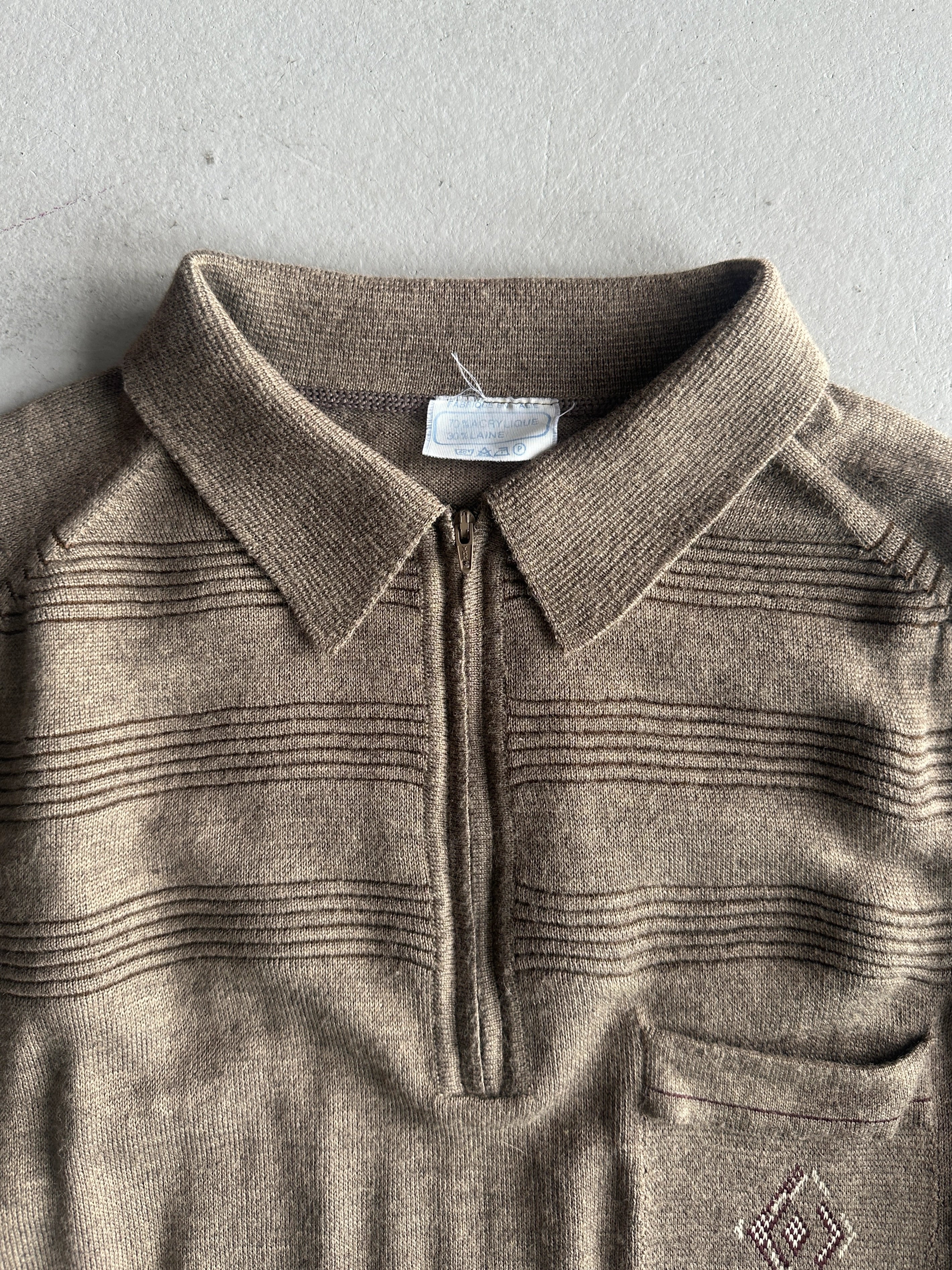 1980s LONG SLEEVE POLO KNIT TOP