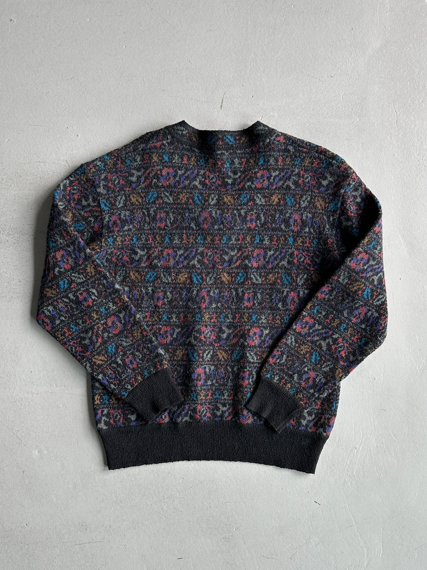 MISSONI - 1990s JACQUARD PATTERN V NECK BOXY FIT JUMPER