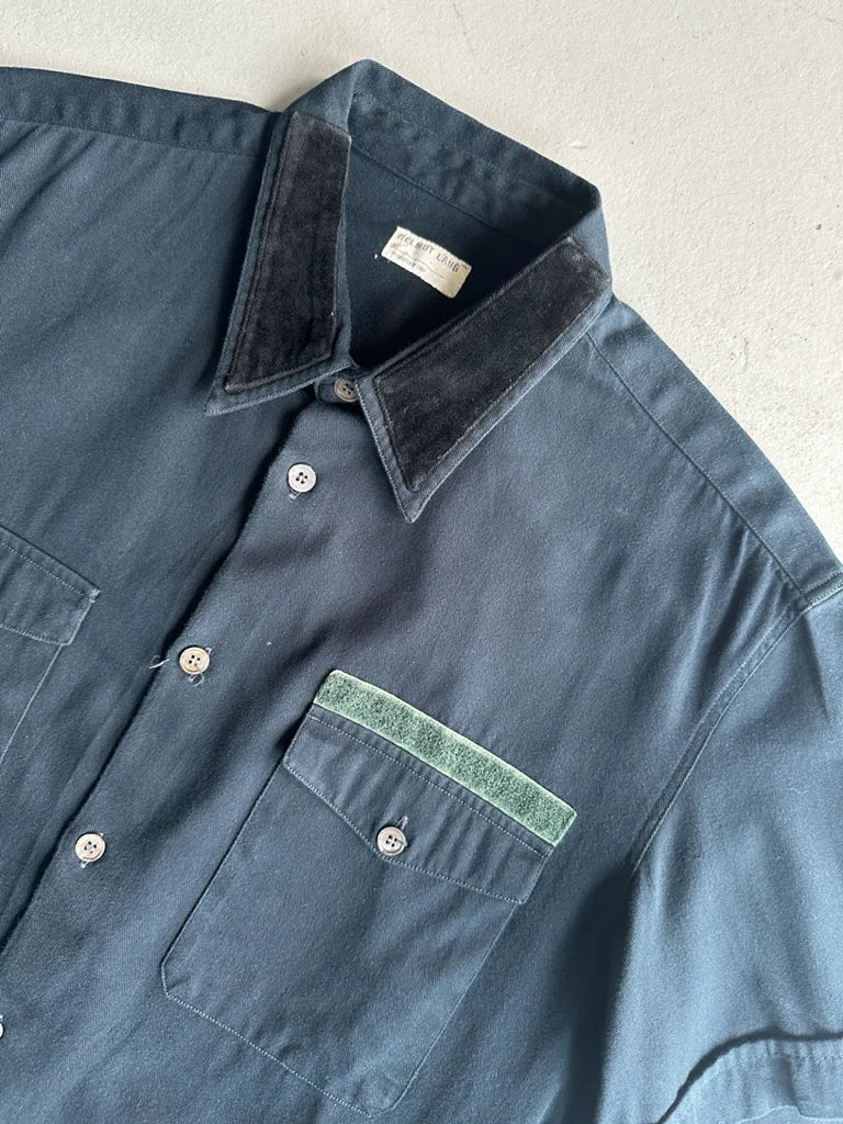 HELMUT LANG - S/S 1997 VELVET DETAIL COLLAR HALF SLEEVE SHIRT