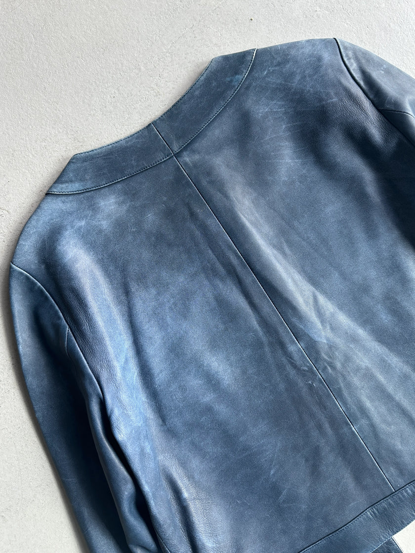 CHLOÉ - 2000s CROPPED FIT DISTRESSED LEATHER JACKET