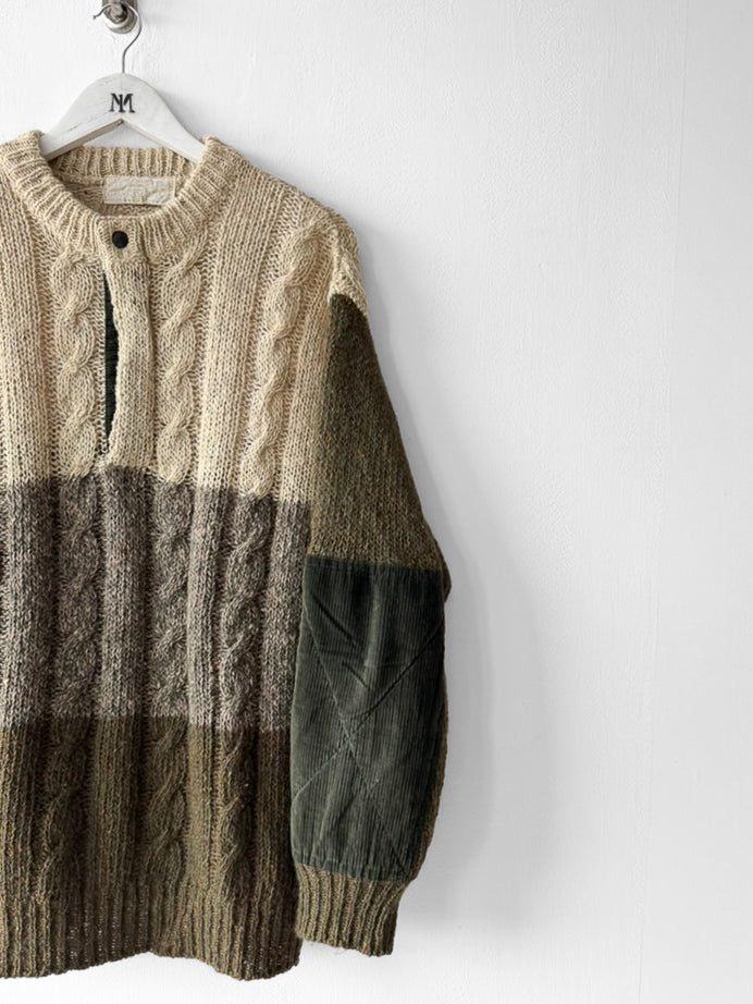 ICEBERG BY J.C. DE CASTELBAJAC - 1980s COLOR BLOCK PANELLED KNIT JUMPER WITH CORDUROY PANELS