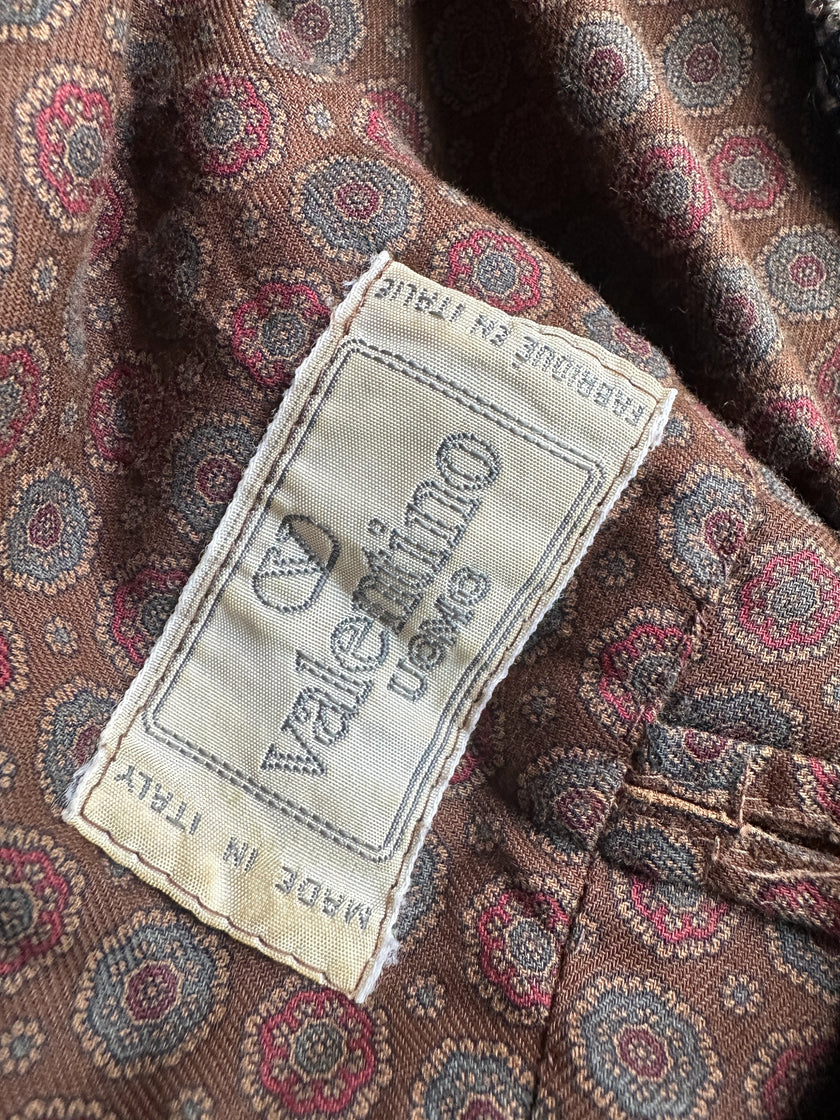 VALENTINO - 1980s BOXY FIT SHAWL COLLAR DOUBLE BREASTED PLAID JACKET