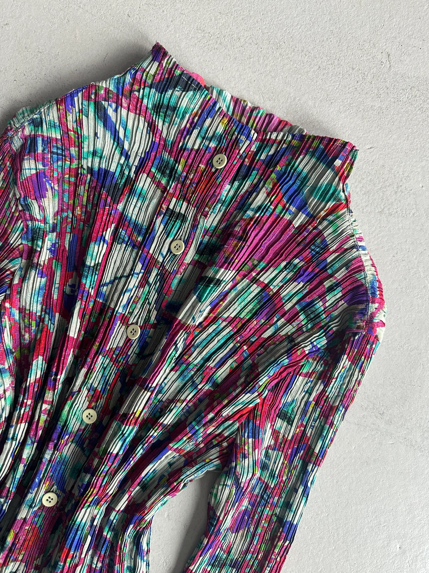 ISSEY MIYAKE FÈTE - S/S 2008 ABSTRACT PRINT BUTTONED BLOUSE