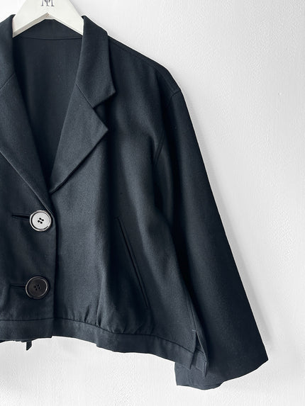 YOHJI YAMAMOTO Y's - 1980s BOXY WOOL JACKET WITH BACK BUCKLE STRAP