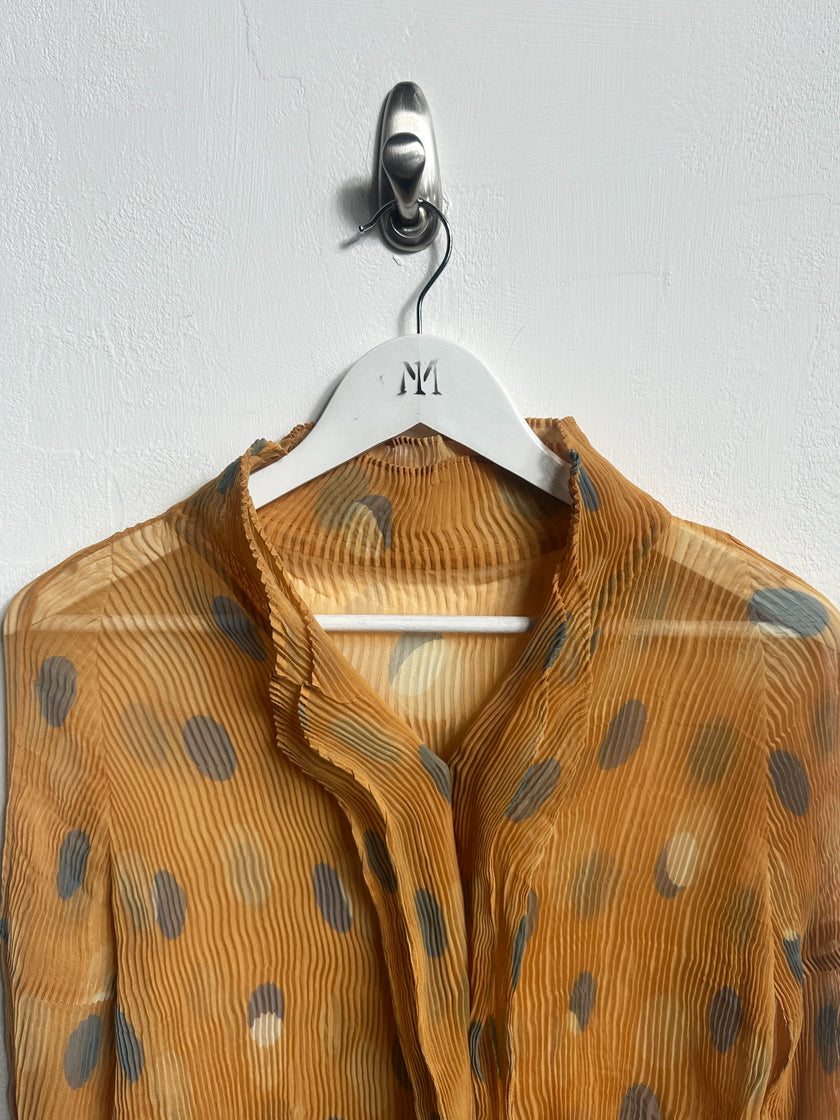 ISSEY MIYAKE - early 2000s POLKA DOT PLEATED BUTTONED BLOUSE