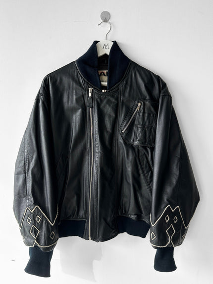 KANSAI YAMAMOTO - 1990s LEATHER BOMBER JACKET