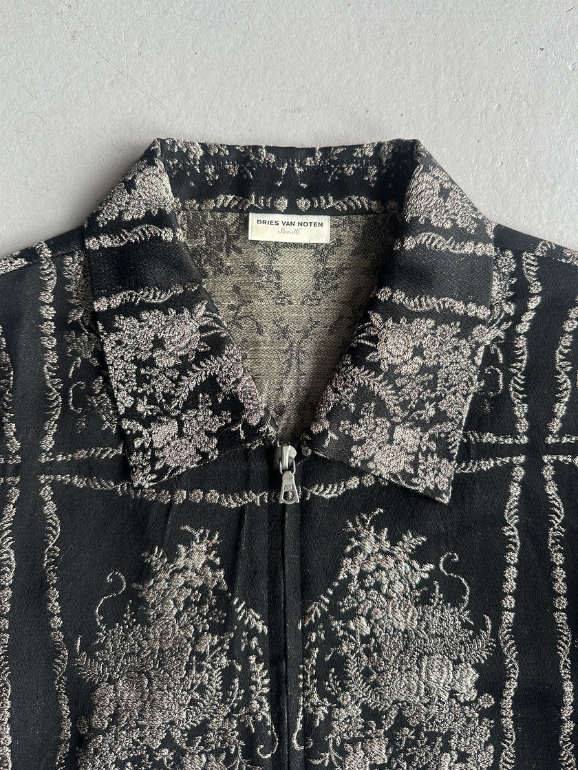 DRIES VAN NOTEN - 2000s METALLIC JACQUARD FLORAL COAT