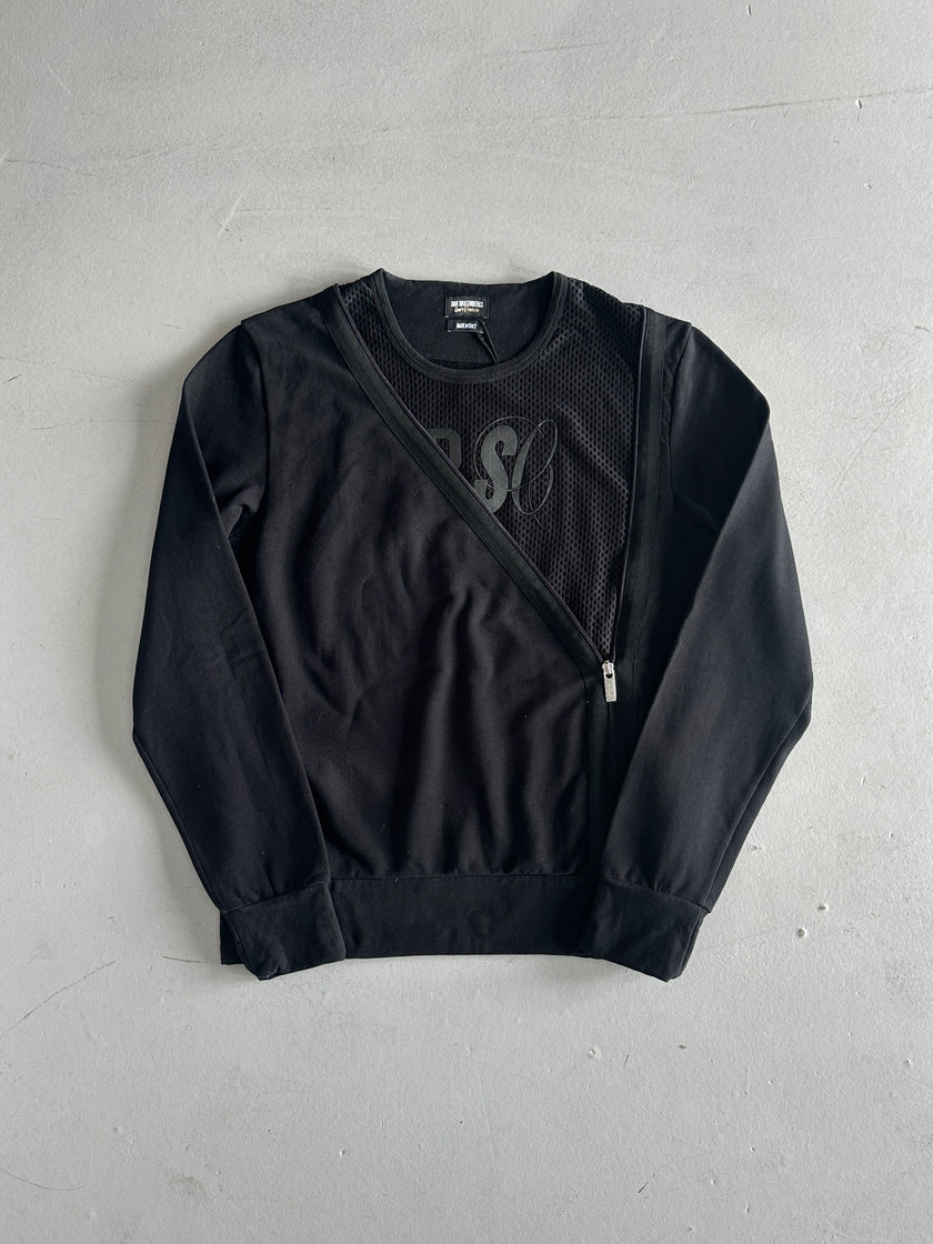 DIRK BIKKEMBERGS - S/S 2016 ZIP CUT OUT CREW NECK SWEATER