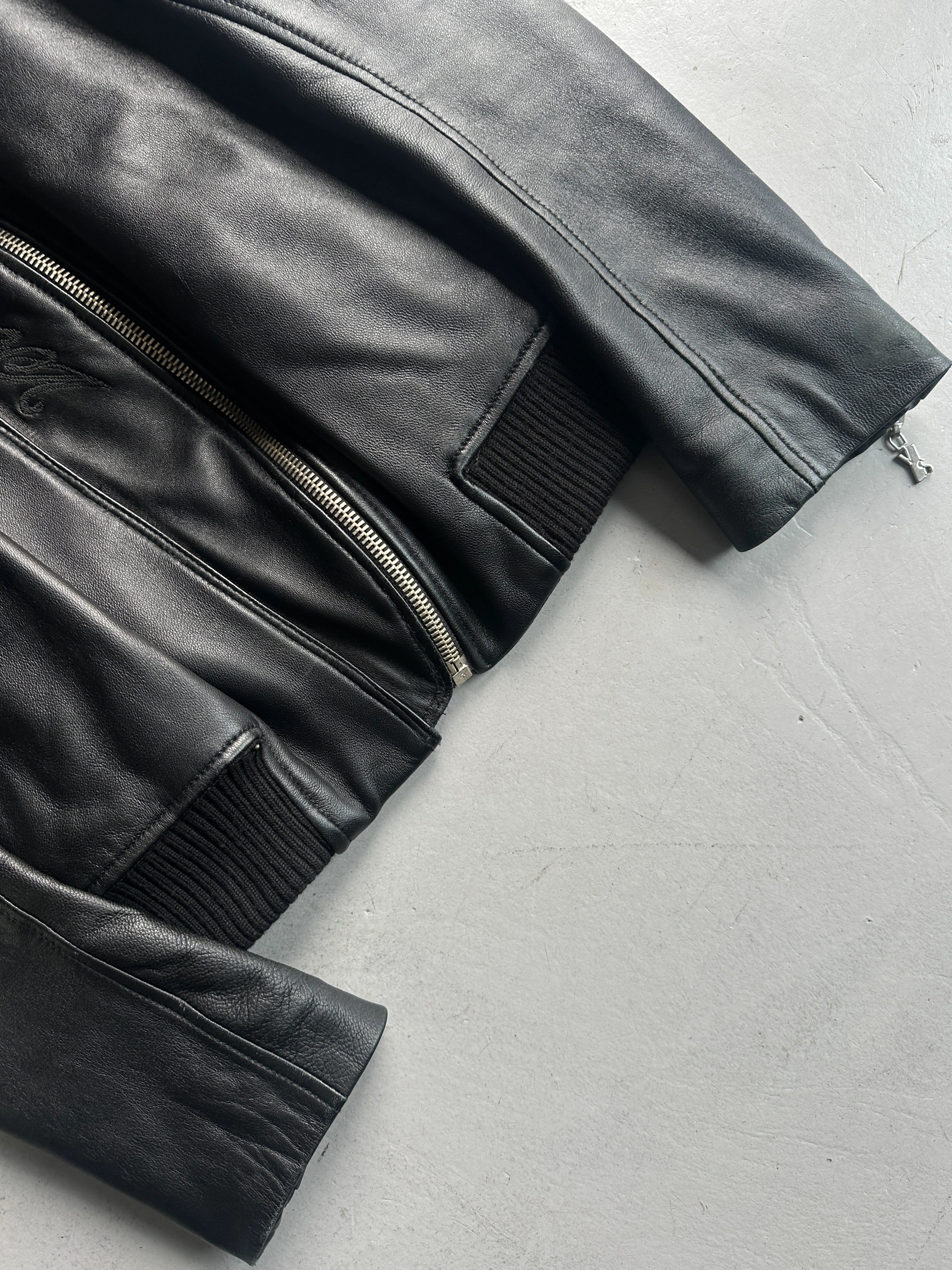 VERSUS VERSACE - early 2000s REMOVABLE COLLAR LEATHER JACKET