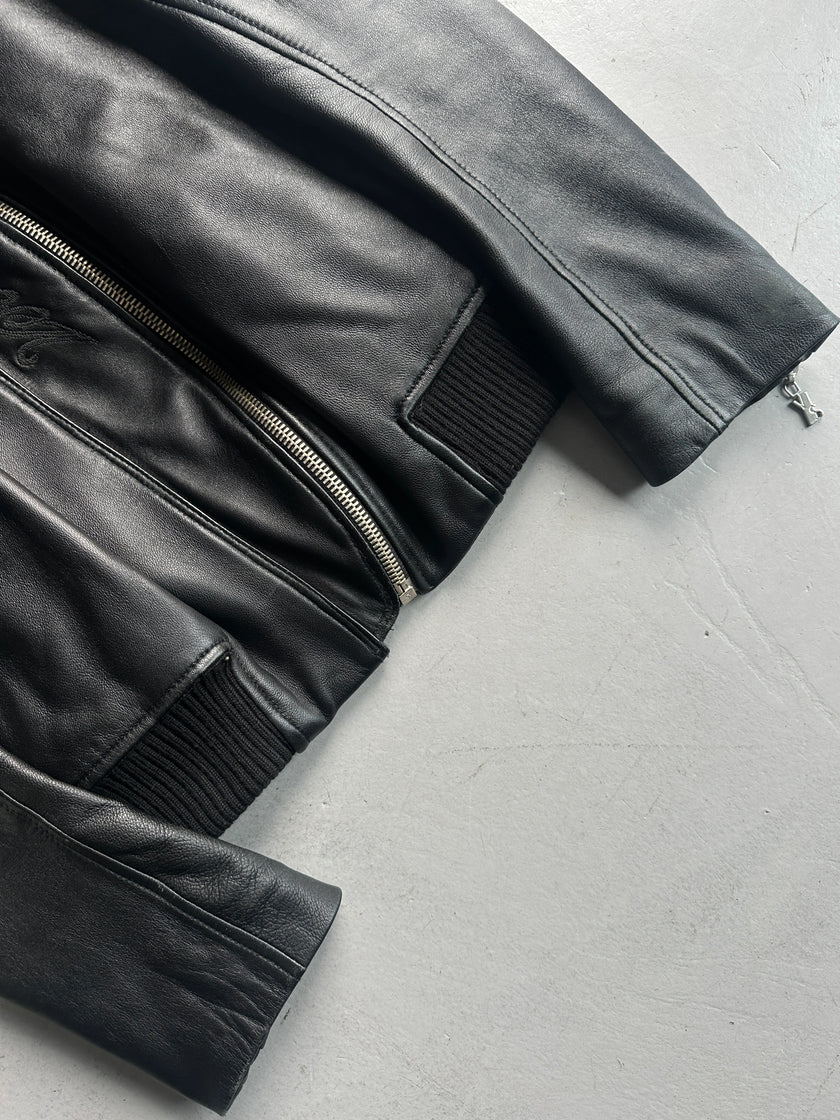 VERSUS VERSACE - early 2000s REMOVABLE COLLAR LEATHER JACKET