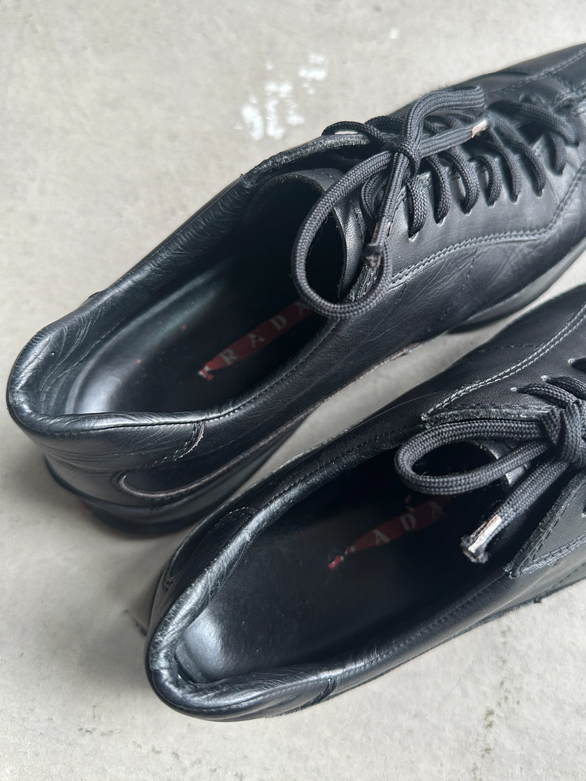 PRADA LINEA ROSSA - 2000s SQUARE TOE LEATHER SNEAKERS