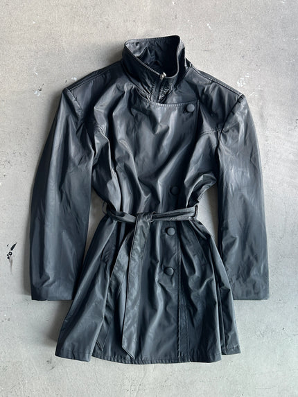 1990s FUNNEL NECK SIDE BUTTONING TRENCH COAT