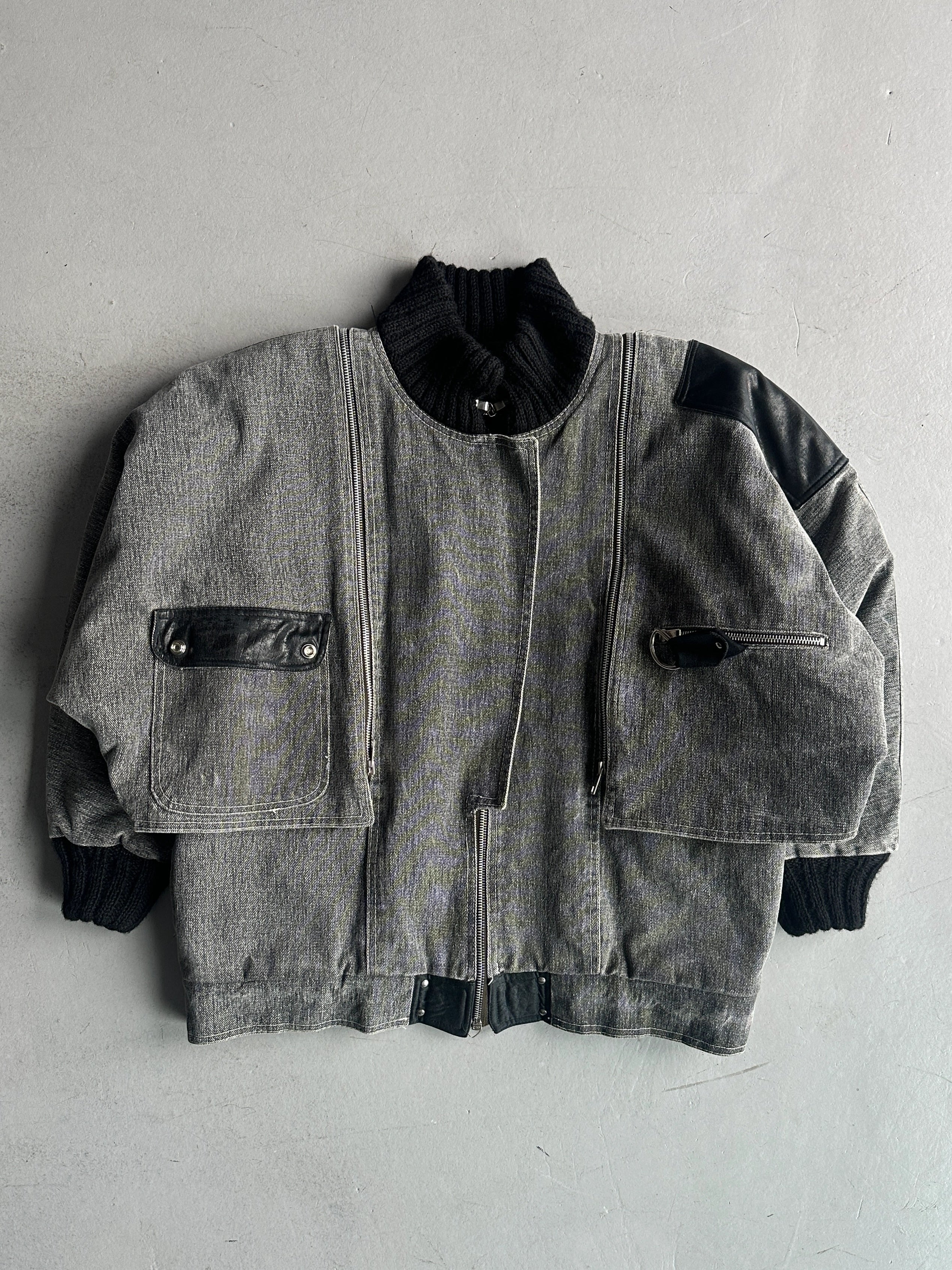 ITALIAN LABEL 1980s 2 IN 1 BOXY FIT DENIM BOMBER JACKET GILET