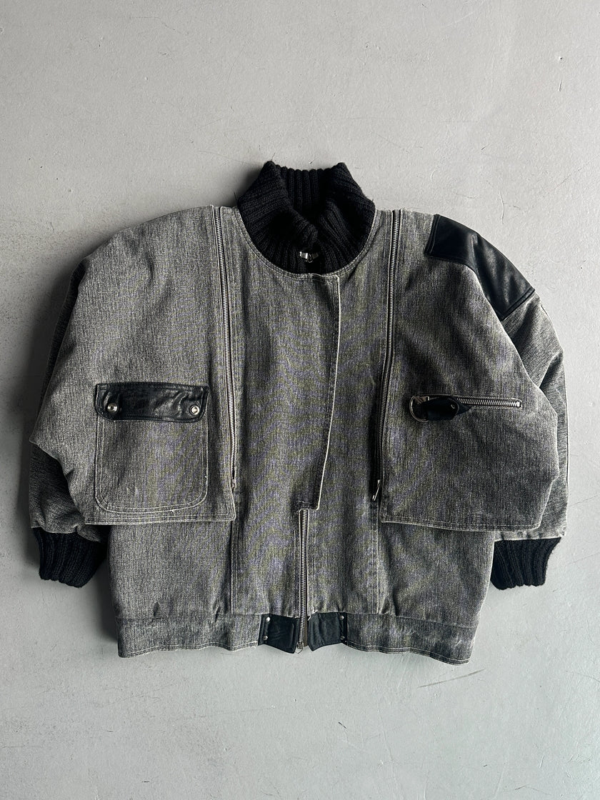 ITALIAN LABEL 1980s 2 IN 1 BOXY FIT DENIM BOMBER JACKET GILET