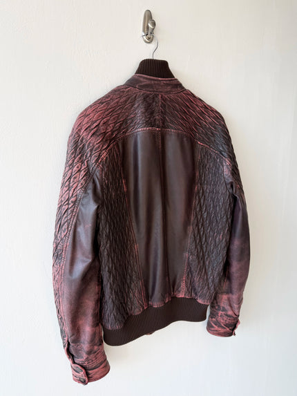 JUST CAVALLI - F/W 2008 DISTRESSED LEATHER BOMBER JACKET