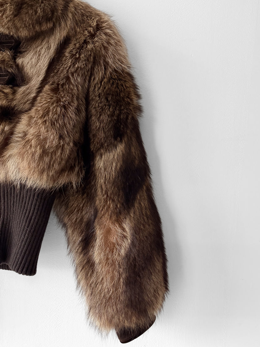 EMANUEL UNGARO by PETER DUNDAS  - F/W 2006 MARMOT FUR JACKET WITH CASHMERE RIBBED KNIT WAISTBAND