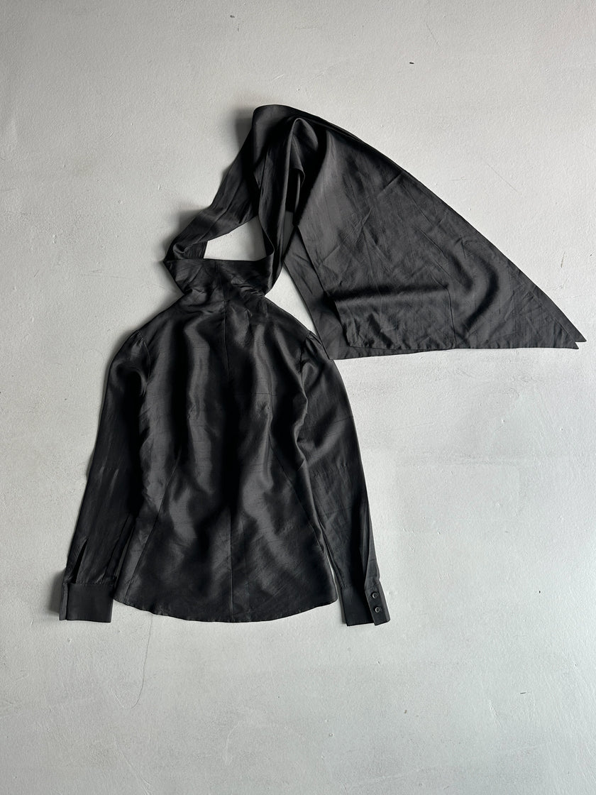 YOHJI YAMAMOTO - S/S 2003 OVERSIZED BOW NECK SILK BLOUSE