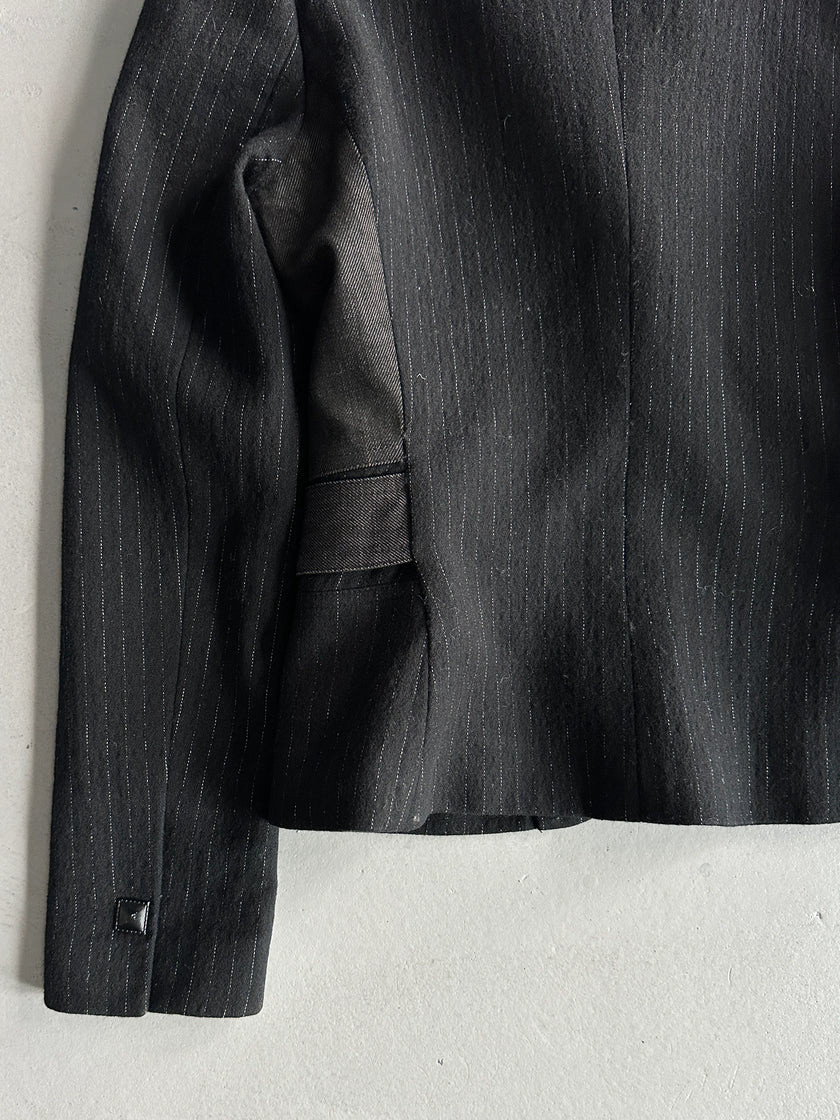JUST CAVALLI - 1990s PINSTRIPED BLAZER WITH DENIM DETAILS