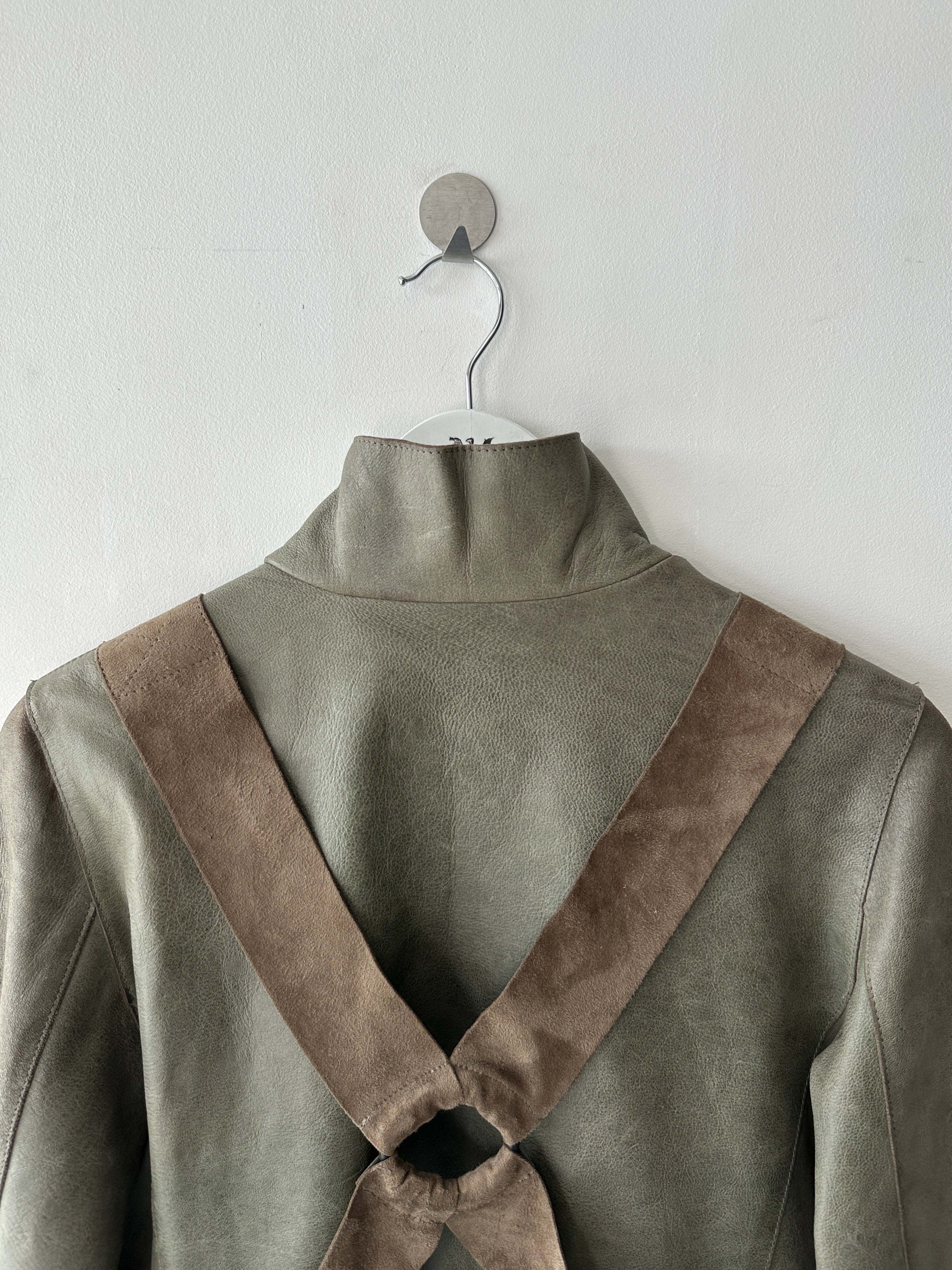 BRITISH LABEL - late 1990s LEATHER JACKET WITH BONDAGE DETAILS