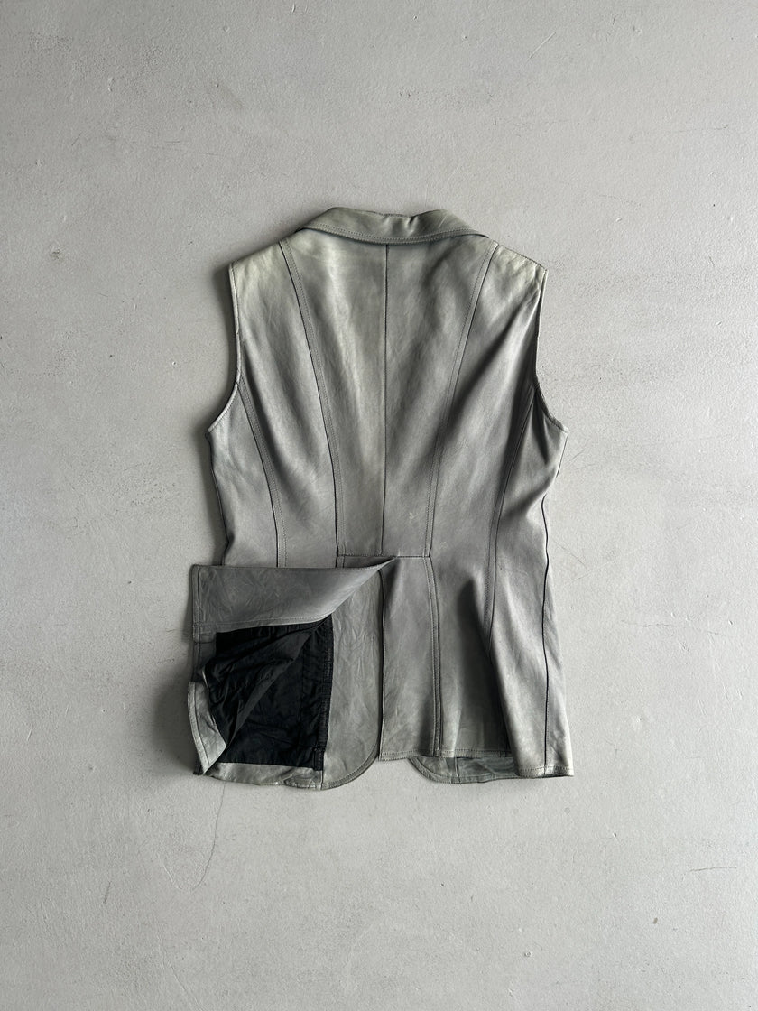 COSTUME NATIONAL - 1990s LEATHER VEST GILET