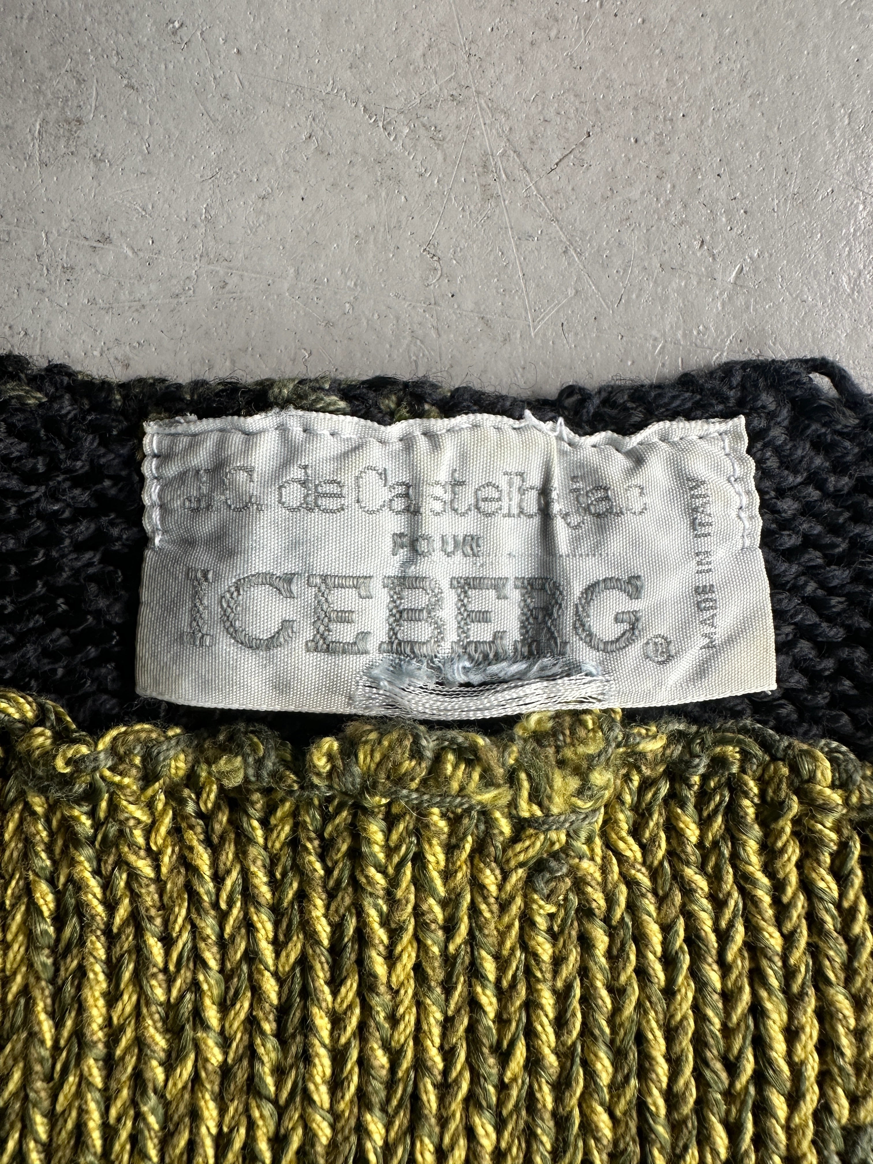 ICEBERG BY J.C. DE CASTELBAJAC - 1980s DISTRESSED COLLAR KNIT JUMPER