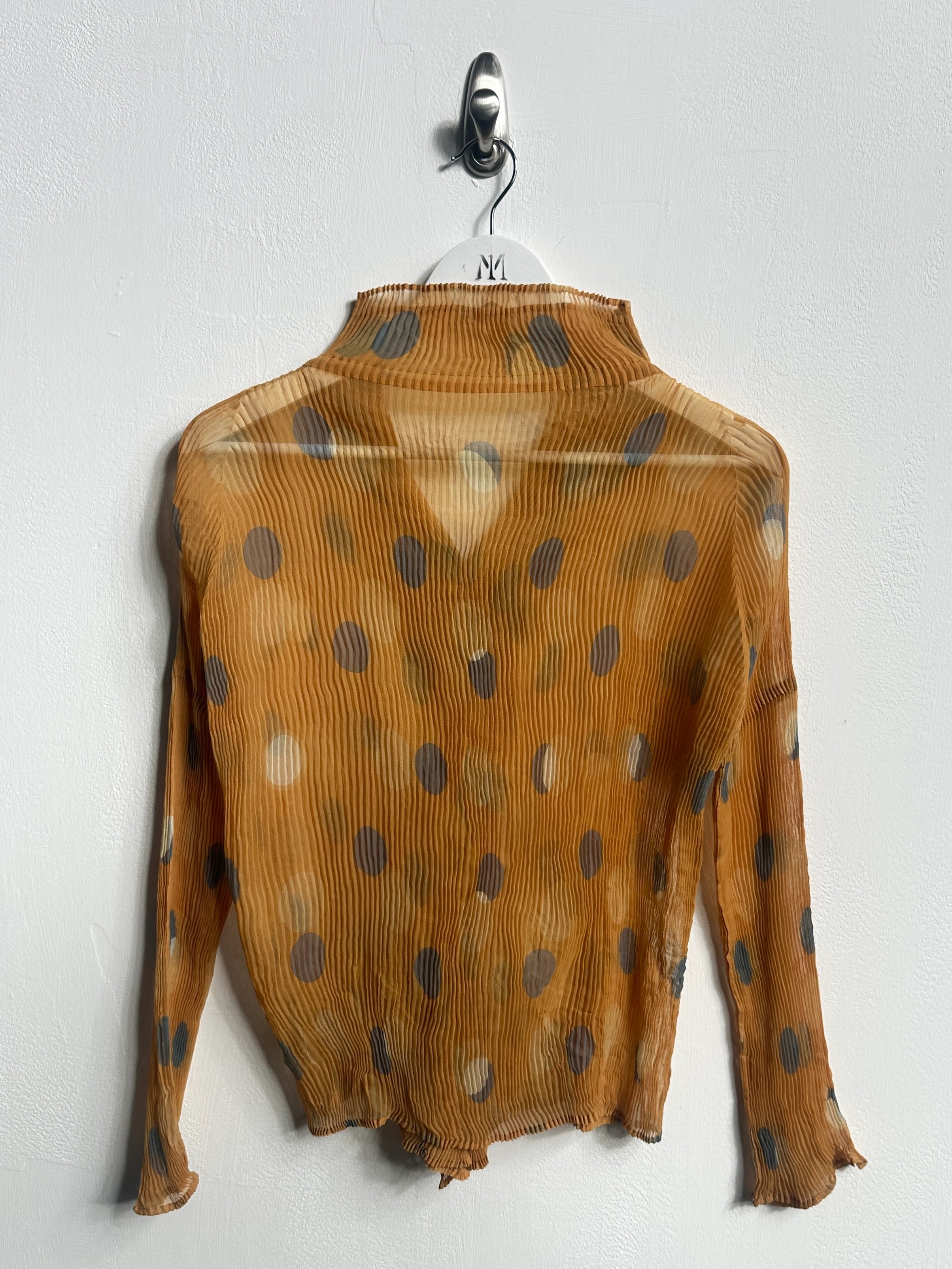 ISSEY MIYAKE - early 2000s POLKA DOT PLEATED BUTTONED BLOUSE