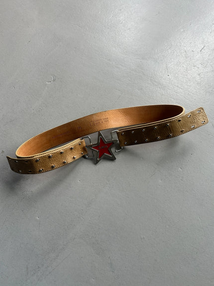 ANDREW MACKENZIE - 2000s STAR BUCKLE LOGO LEATHER BELT