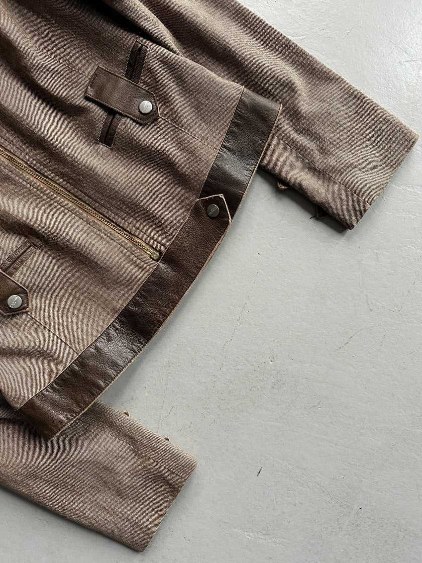 ICEBERG - 2000s JACKET WITH CONTRASTING LEATHER DETAILS