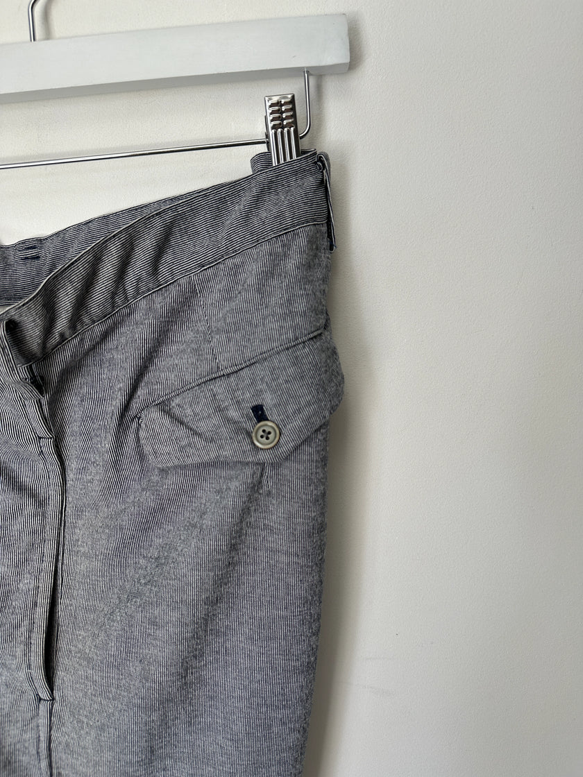 YOHJI YAMAMOTO - S/S 1999 STRIPED TROUSERS WITH ADJUSTABLE TIE HEMS