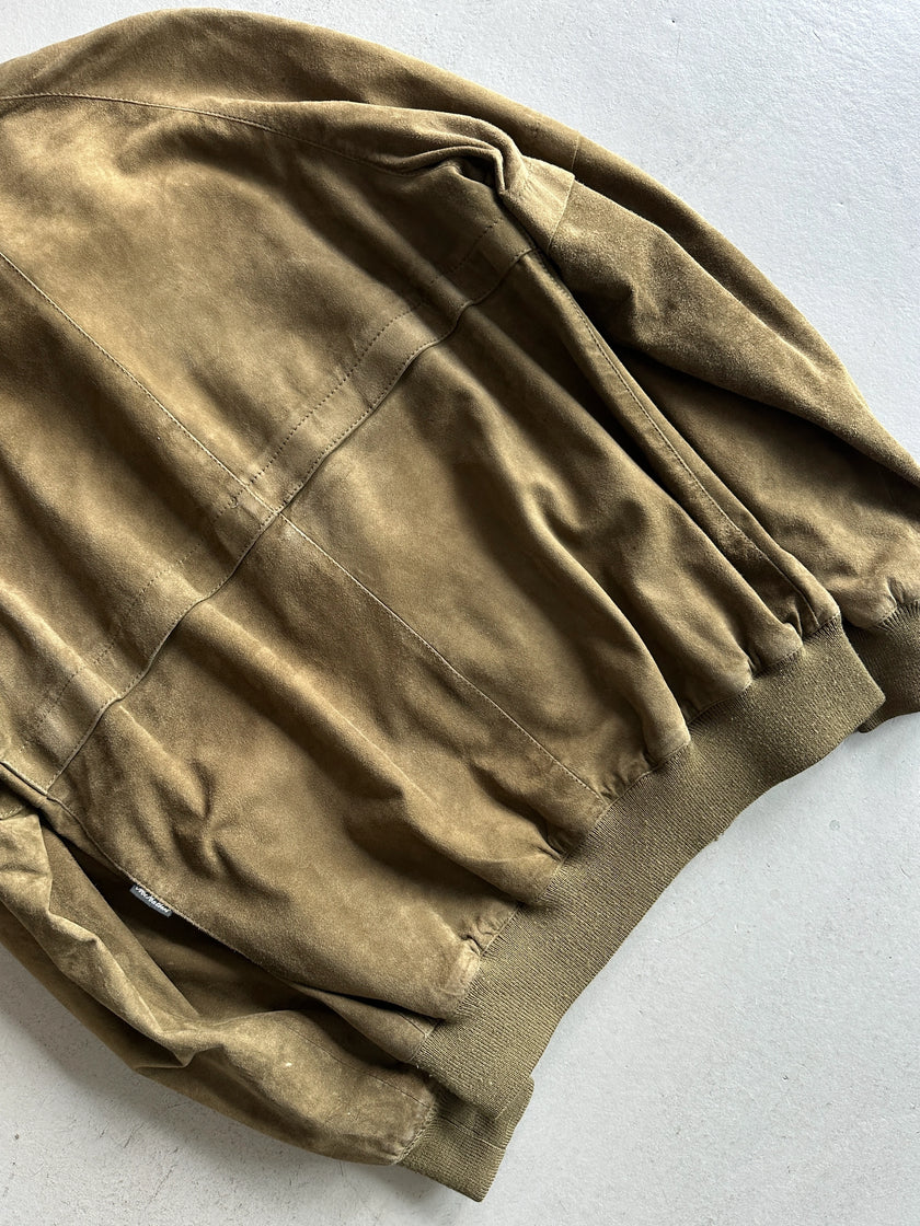 1980s DROPPED SHOULDERS SUEDE BUTTONED JACKET