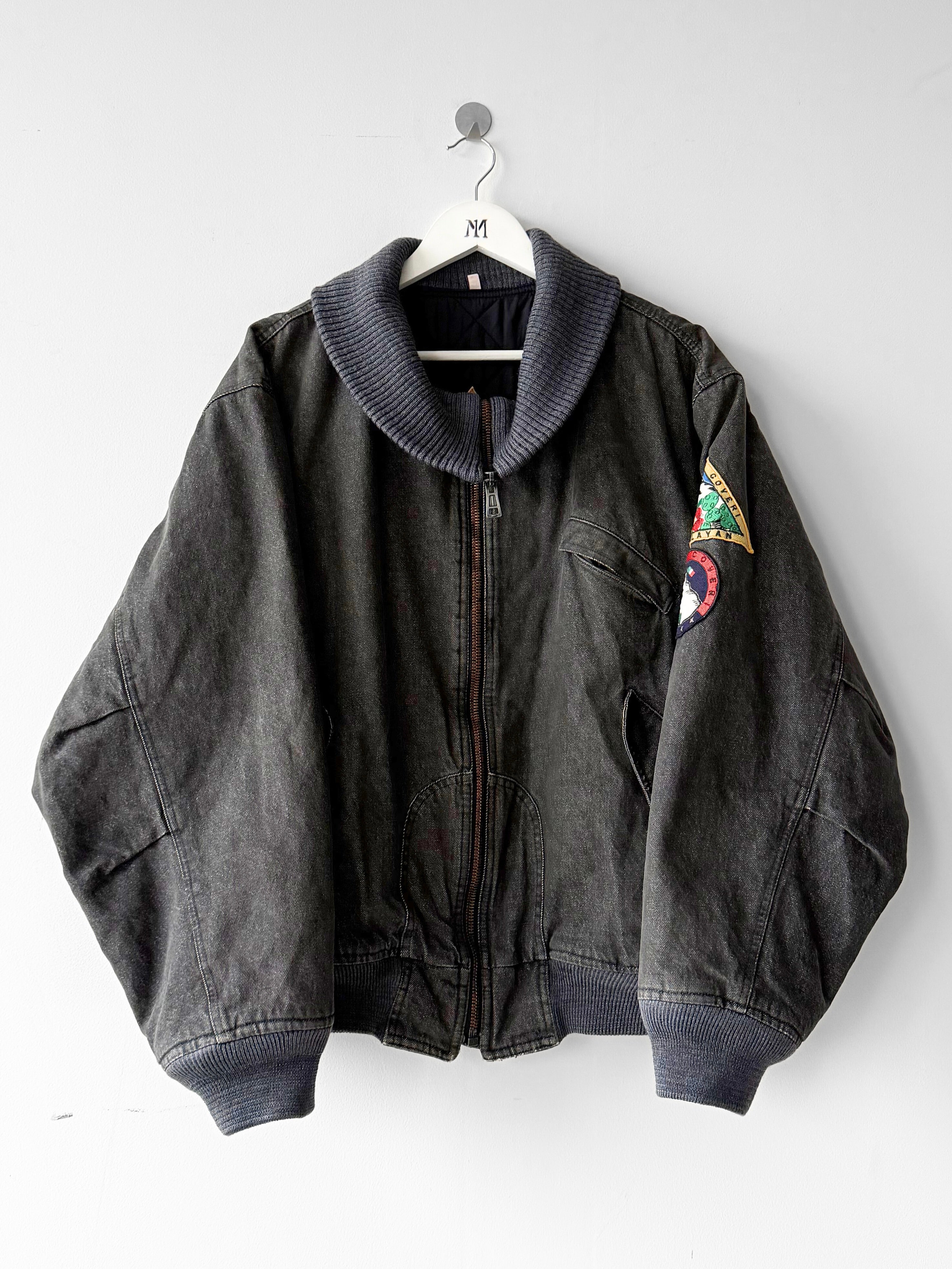 ITALIAN LABEL 1980s HEAVYWEIGHT DENIM BOMBER JACKET