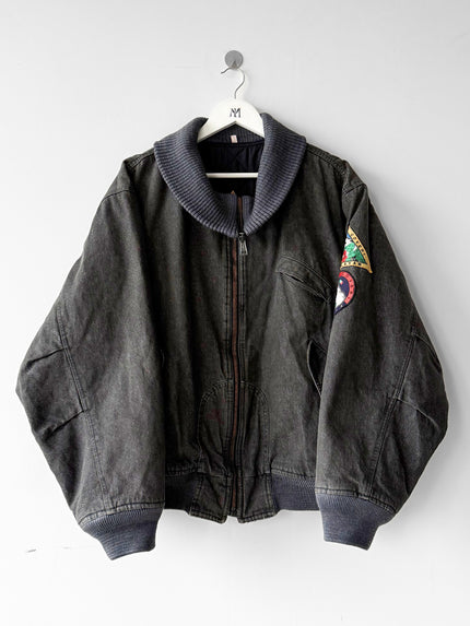 ITALIAN LABEL 1980s HEAVYWEIGHT DENIM BOMBER JACKET