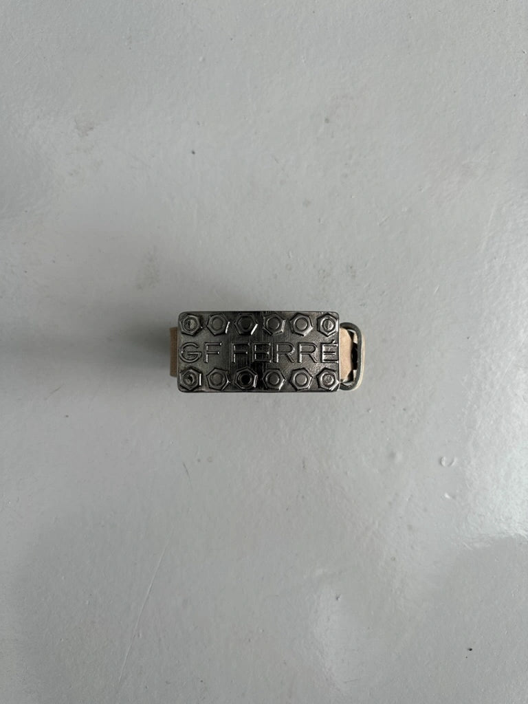 GIANFRANCO FERRÉ -  early 2000s WAXED LEATHER BELT WITH METAL BUCKLE