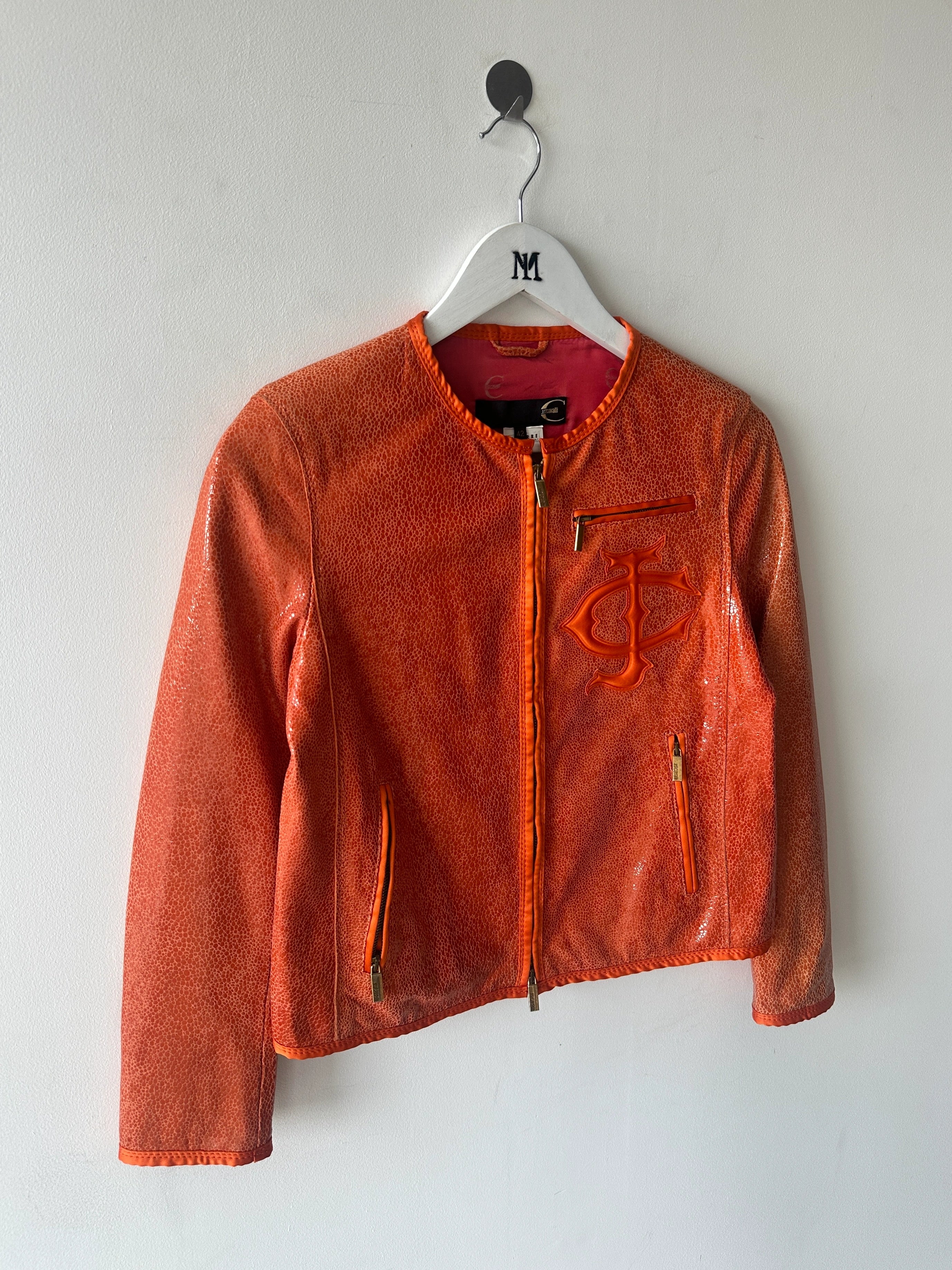 JUST CAVALLI -  S/S 2010 CROP FIT LEATHER JACKET WITH GLOSSY FINISH