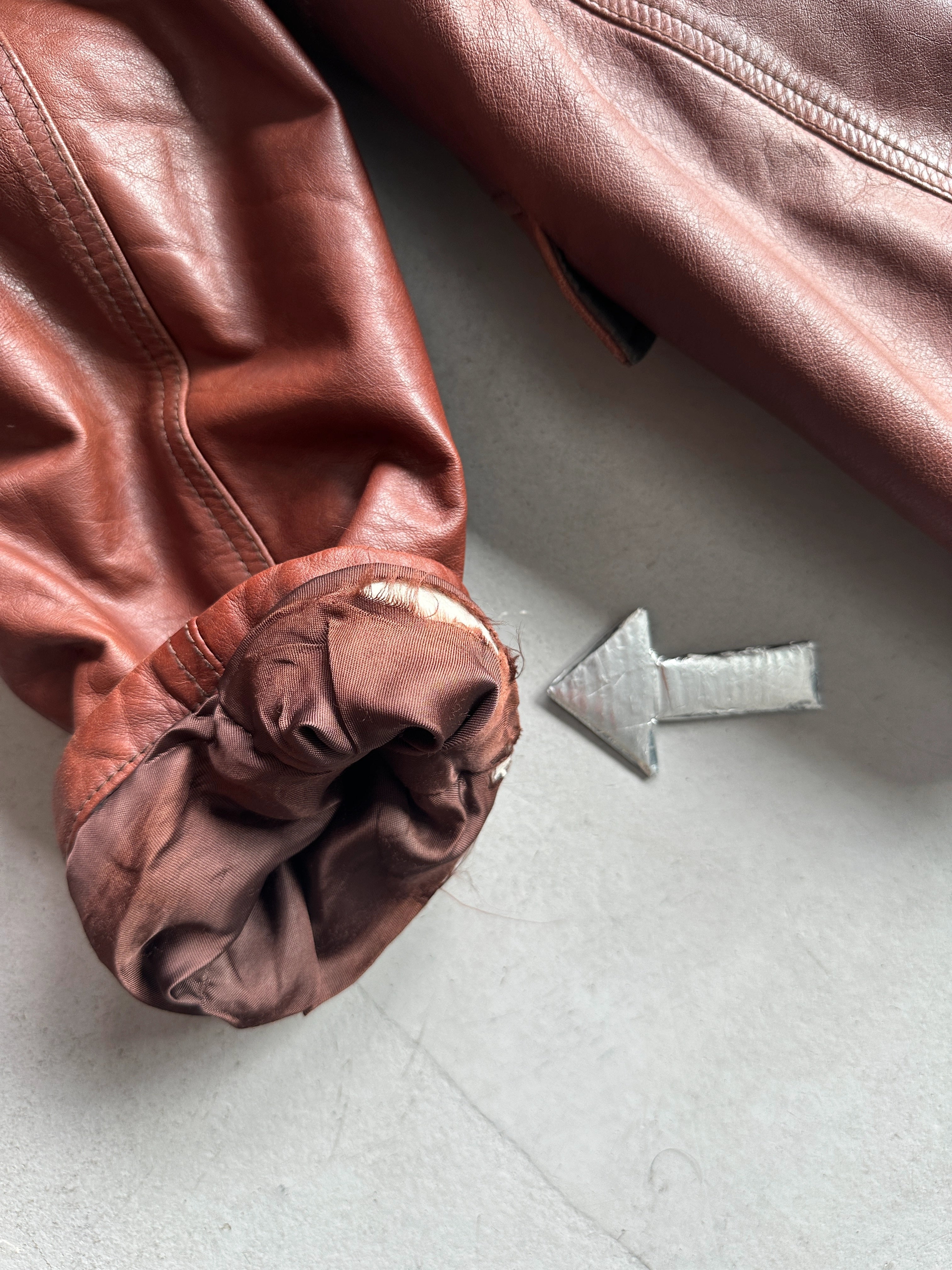 ARMANI JEANS - 1990s STRAIGHT FIT LEATHER JACKET
