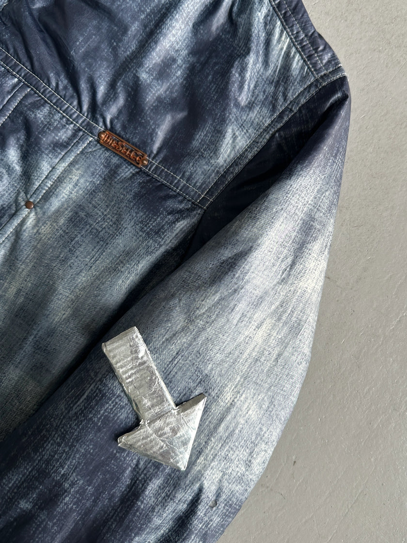 DIESEL - 2000s TROMPE L'OEIL DENIM PRINT PUFFER JACKET