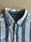 1990s STRIPED DENIM LONG SLEEVE SHIRT