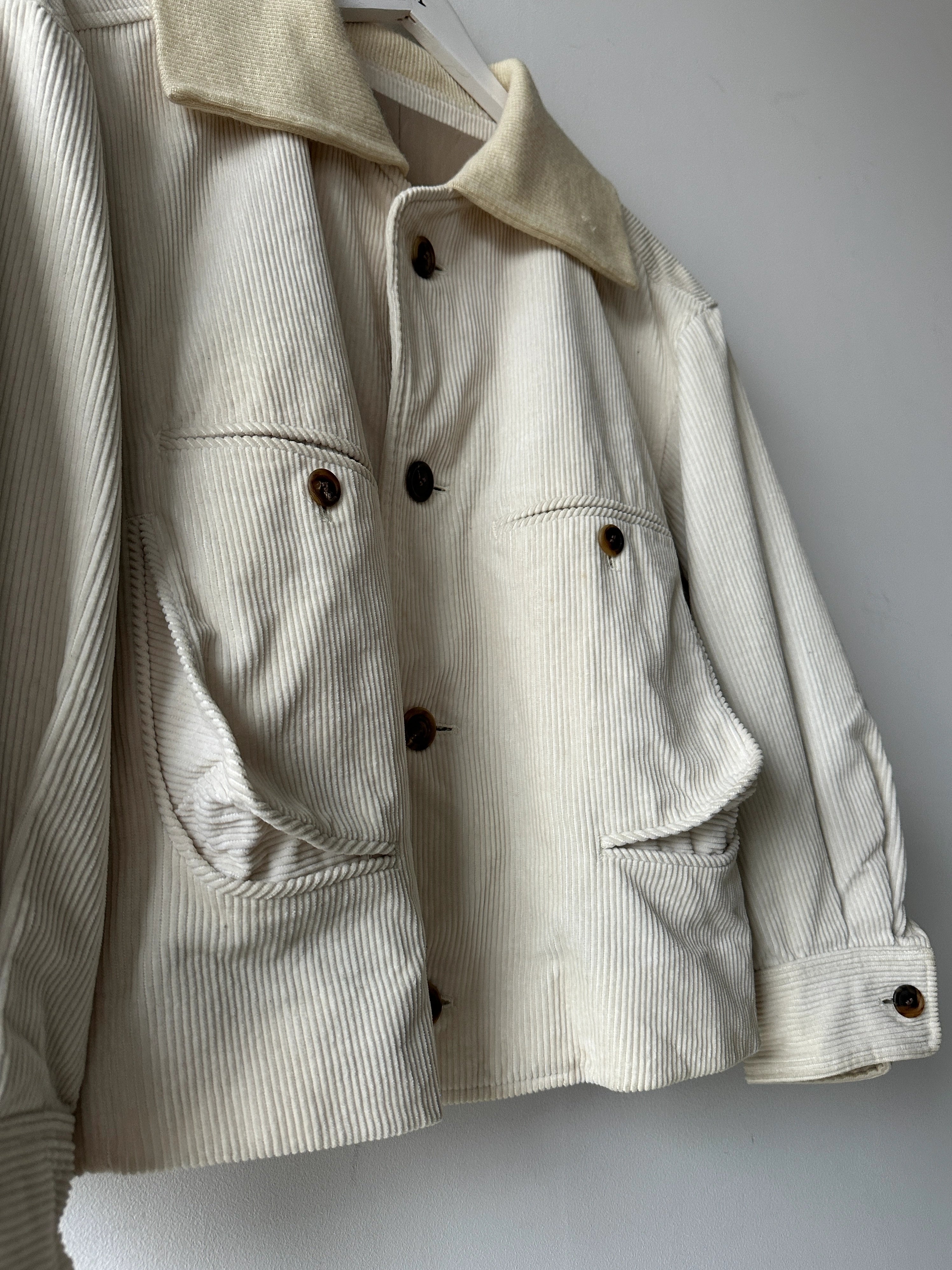 ISSEY MIYAKE - 1990s CROP FIT CORDUROY JACKET WITH SQUARE COLLAR