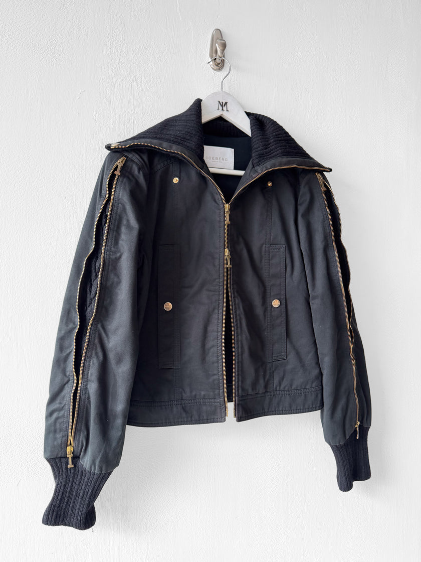 ICEBERG  - circa F/W 2003 STRAIGHT FIT JACKET WIT ZIP DETAILS AND KNIT INSERTS AT SLEEVE