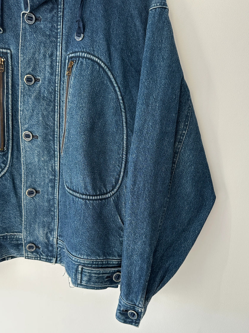 BONEVILLE BY MASSIMO OSTI - 1980s OVERSIZED DENIM BOMBER JACKET
