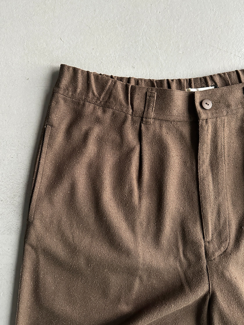 PLANTATION ISSEY MIYAKE - 1990s BRUSHED SILK WIDE LEG TROUSERS