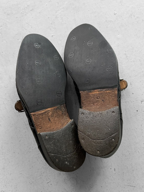 BALLY - 1980s WOVEN MONK STRAP SHOES